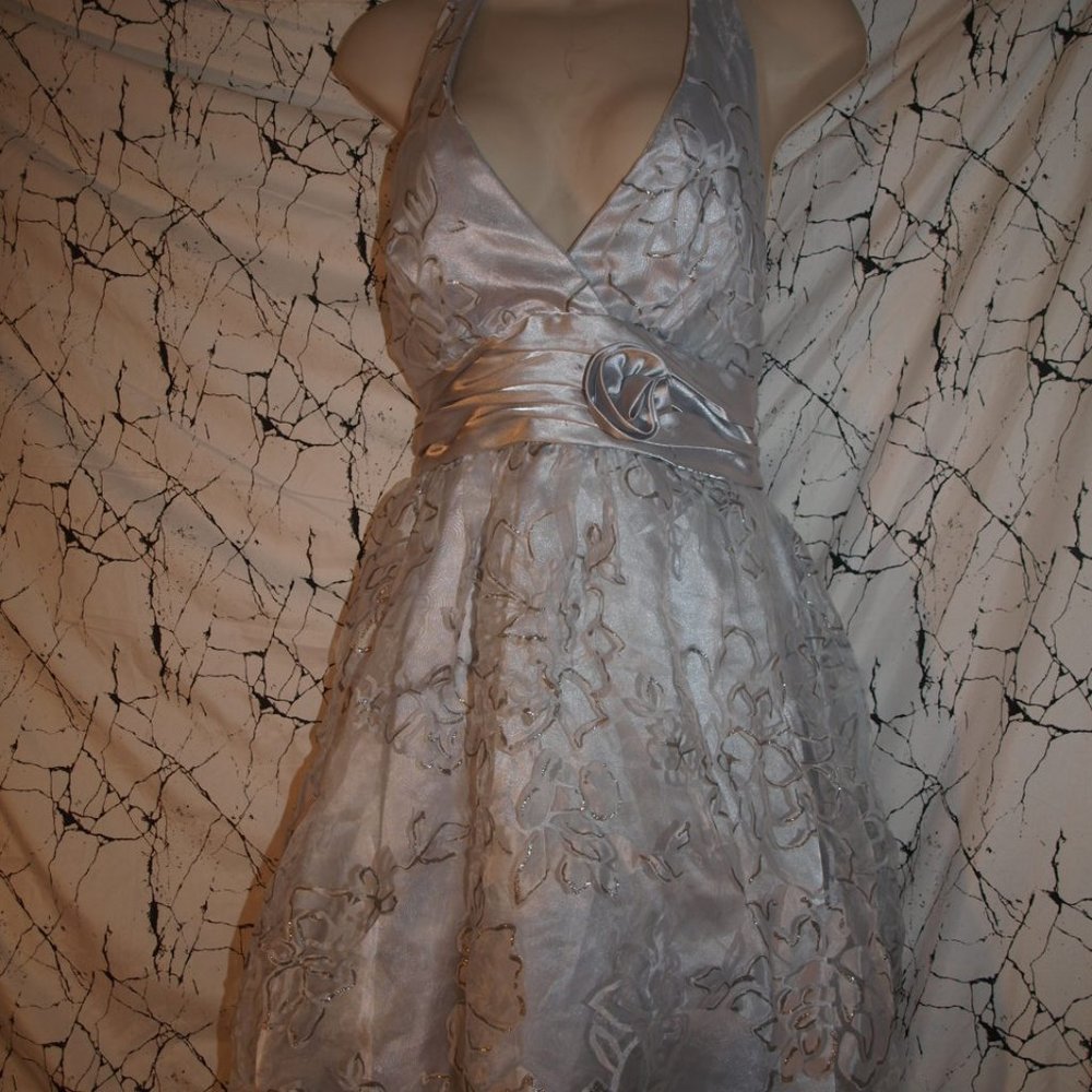 Short Silver DRESS SIZE 9 BY LOVE TEASE USED